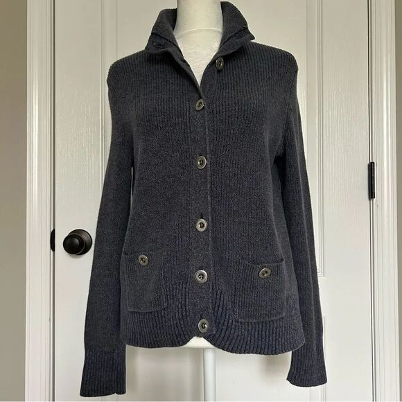 Tommy Hilfiger Sweaters - Tommy Hilfiger Women’s Cotton Blue/Grey Button Cardigan Sweater Size Medium